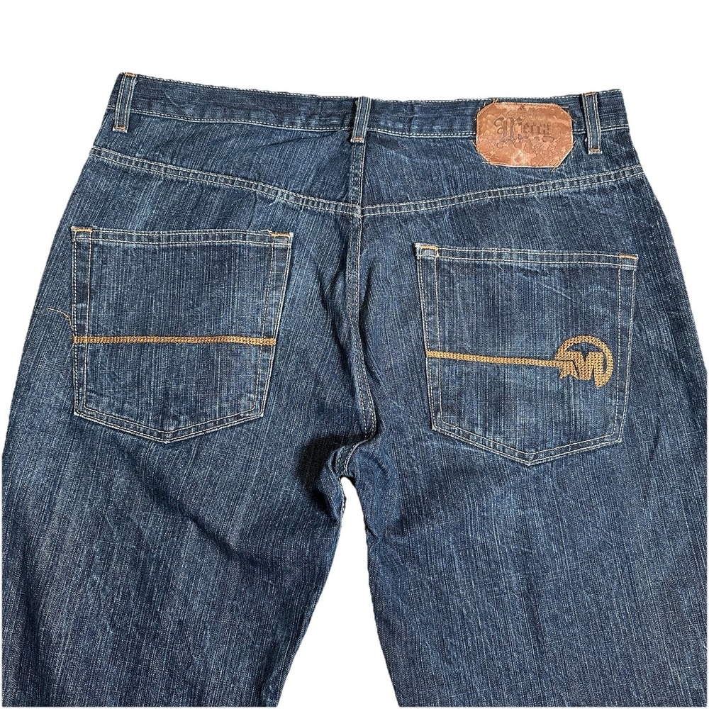 Vintage Mecca Jeans Men's 40/34 Blue Wide Leg Baggy Y2K Hip Hop Skate 90s Cotton